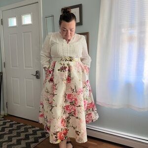 eShakti Fully Lined Floral Fancy Skirt with Pockets Size 2X 20W